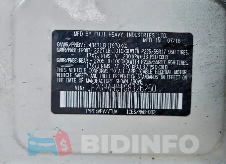 JF2GPABC1G8326250 Photo# 12