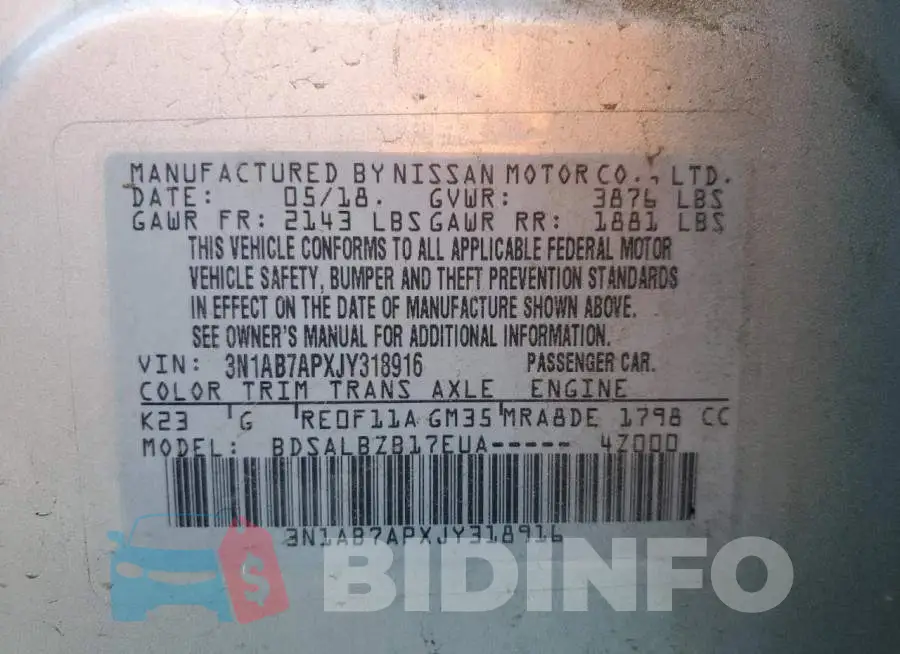 3N1AB7APXJY318916 Photo# 12