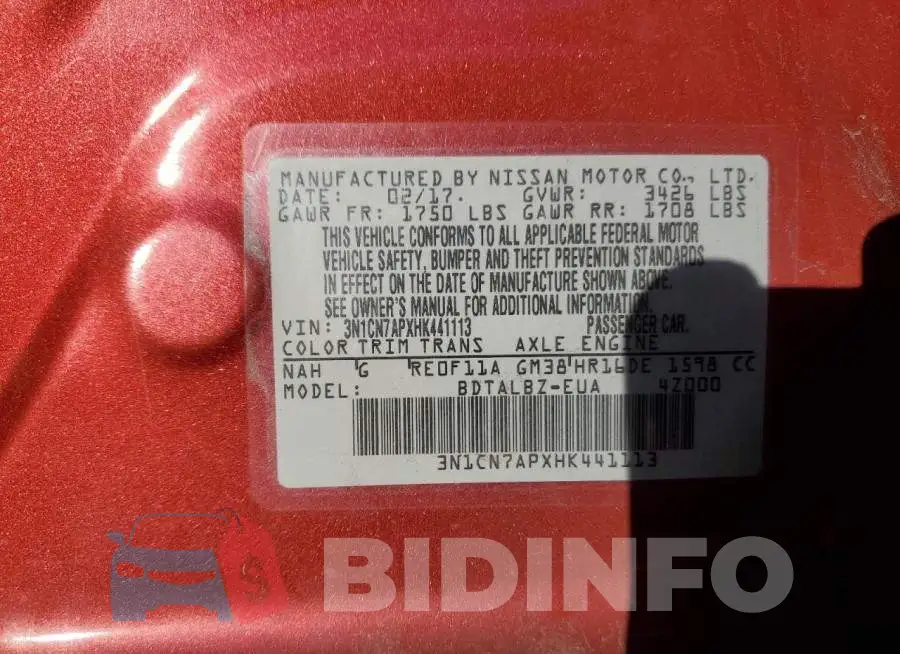 3N1CN7APXHK441113 Photo# 12