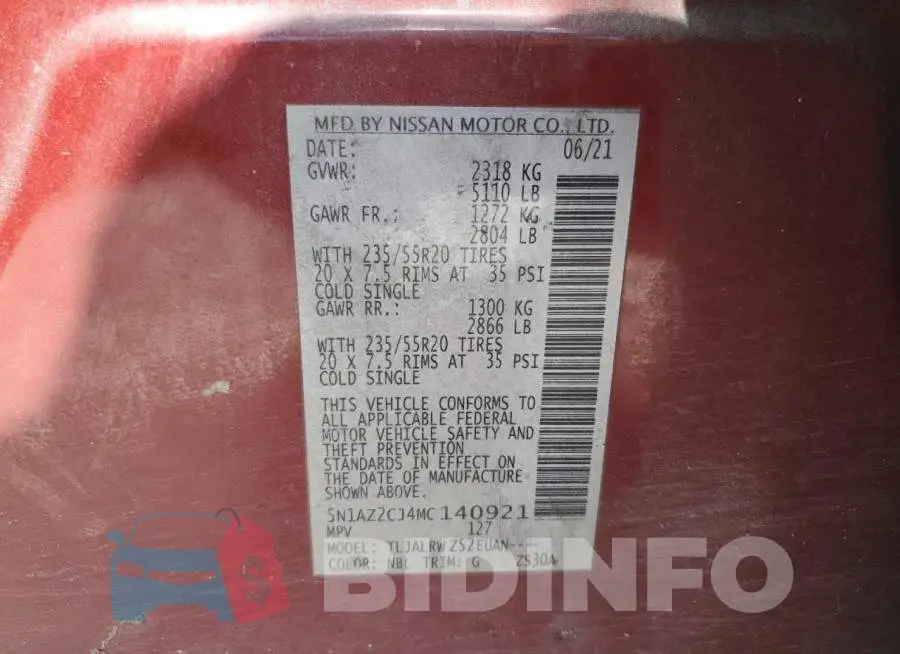 5N1AZ2CJ4MC140921 Photo# 14