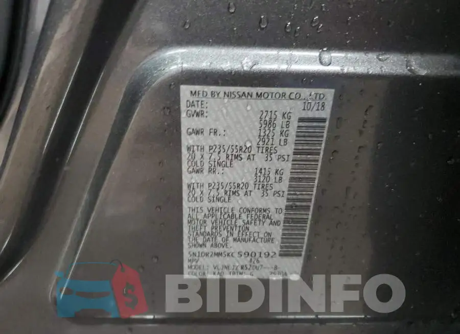 5N1DR2MM5KC590192 Photo# 12