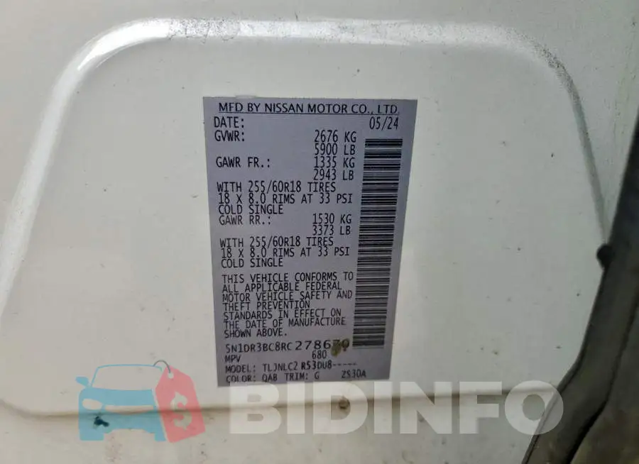 5N1DR3BC8RC278670 Photo# 13