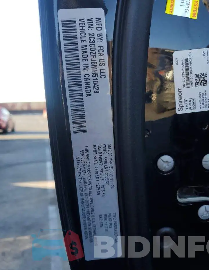2C3CDZFJ6MH510428 Photo# 12