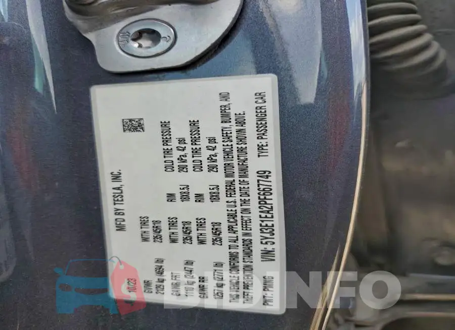 5YJ3E1EA2PF667749 Photo# 13