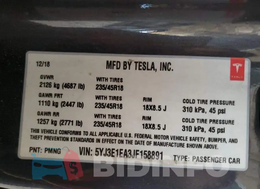 5YJ3E1EA3JF158891 Photo# 12