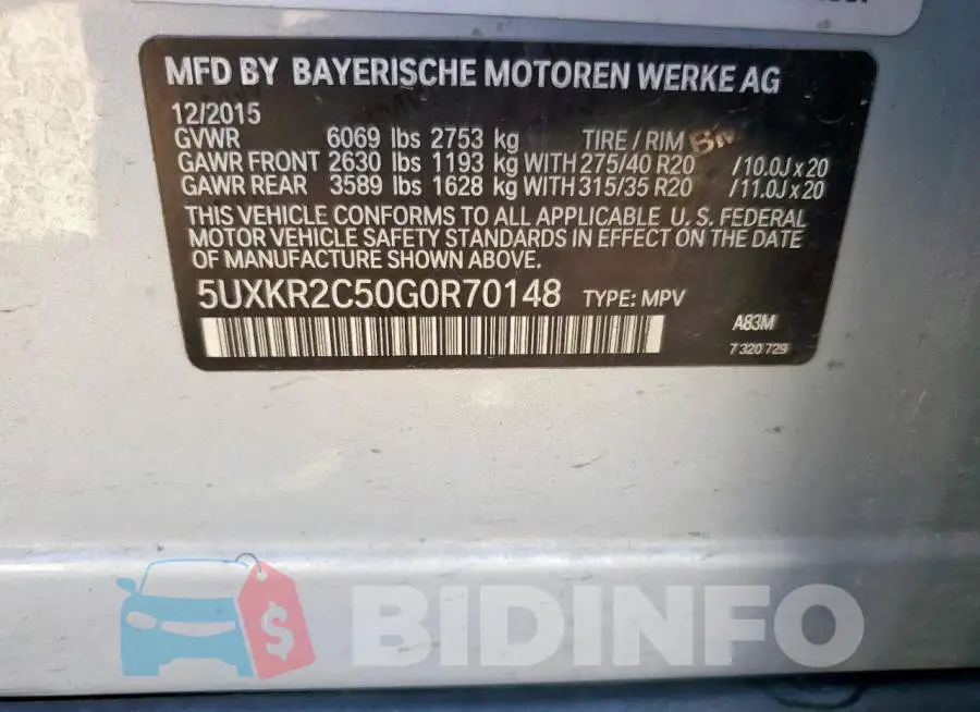5UXKR2C50G0R70148 Photo# 13