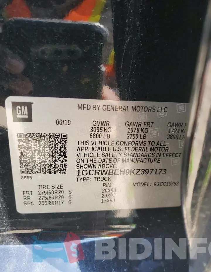 1GCRWBEH9KZ397173 Photo# 12