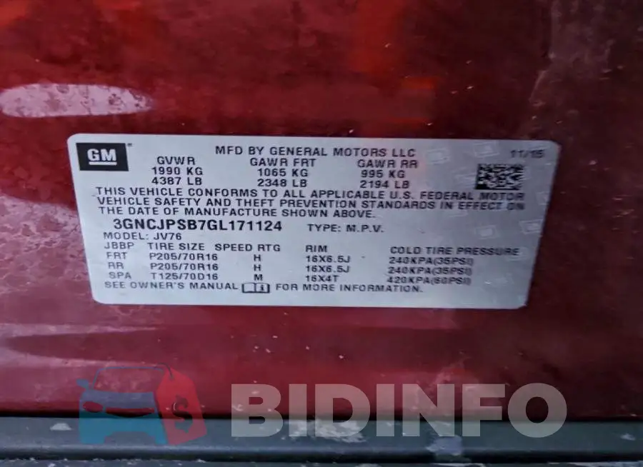 3GNCJPSB7GL171124 Photo# 12