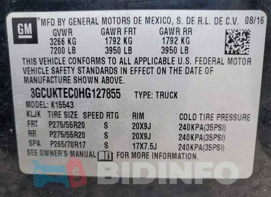 3GCUKTEC0HG127855 Photo# 13