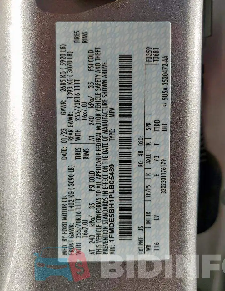 1FMDE5BH1PLB05489 Photo# 14