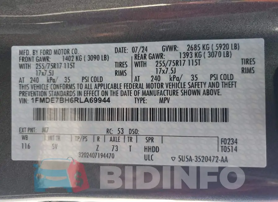 1FMDE7BH6RLA69944 Photo# 14