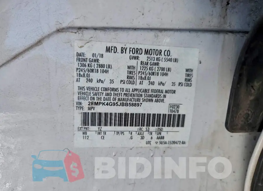 2FMPK4G95JBB58897 Photo# 14
