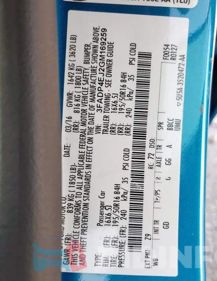 3FADP4EJ2GM169259 Photo# 12