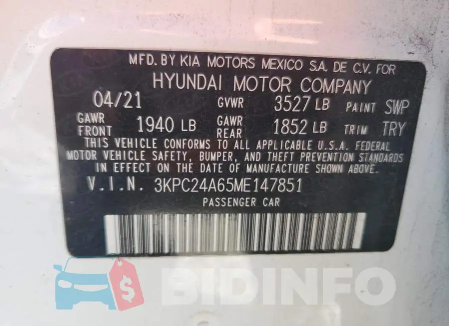 3KPC24A65ME147851 Photo# 12