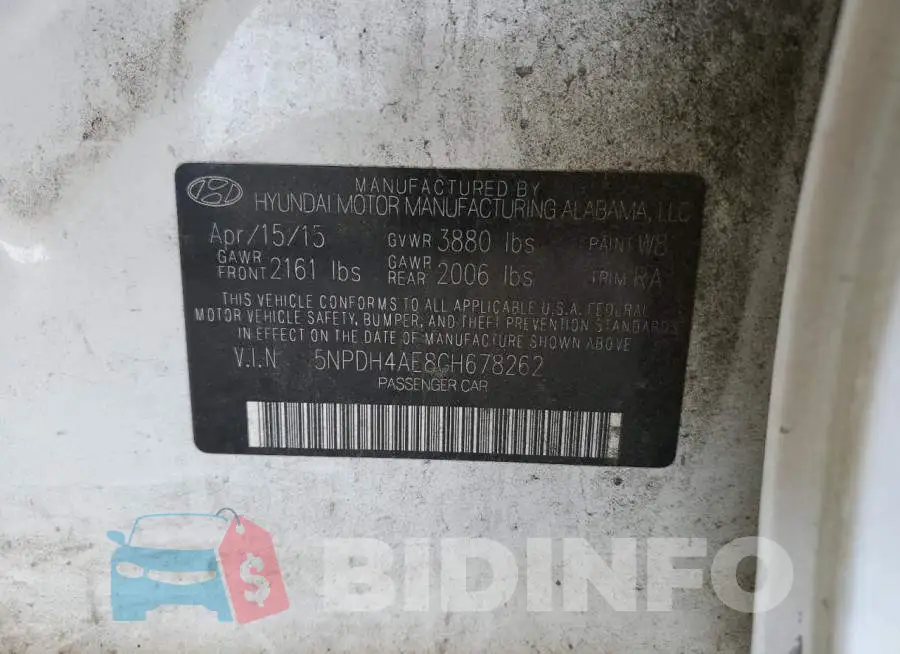 5NPDH4AE8GH678262 Photo# 12