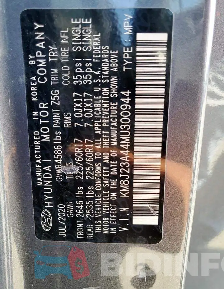 KM8J23A44MU300944 Photo# 12