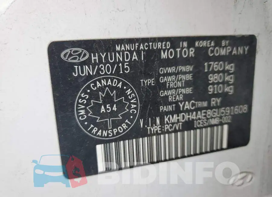KMHDH4AE8GU591608 Photo# 13