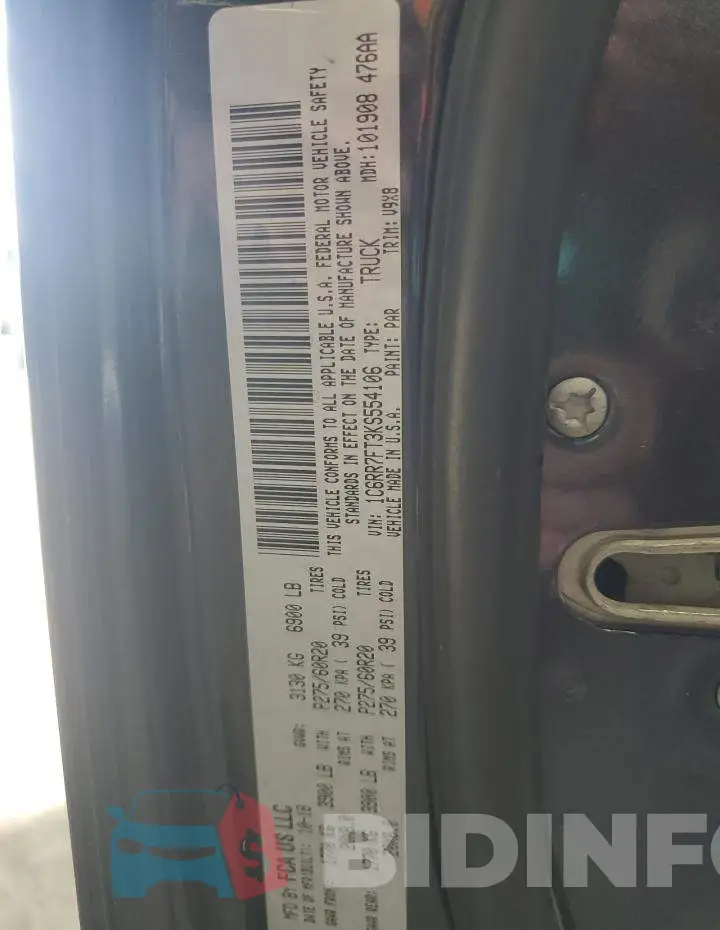 1C6RR7FT3KS554106 Photo# 13