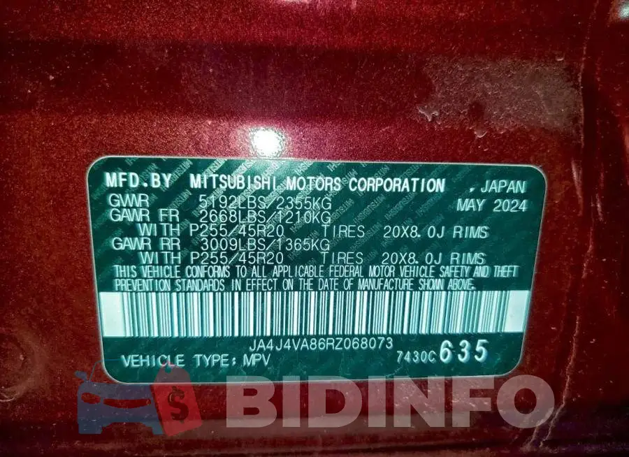 JA4J4VA86RZ068073 Photo# 13