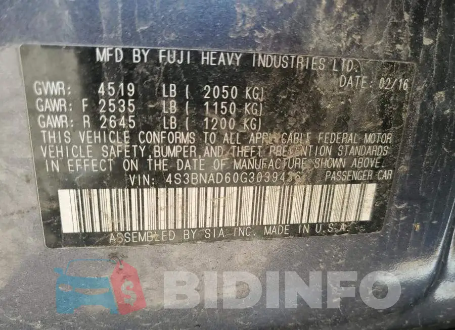 4S3BNAD60G3039436 Photo# 13