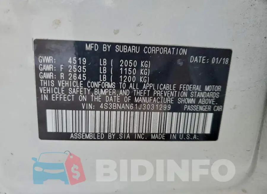 4S3BNAN61J3031299 Photo# 13