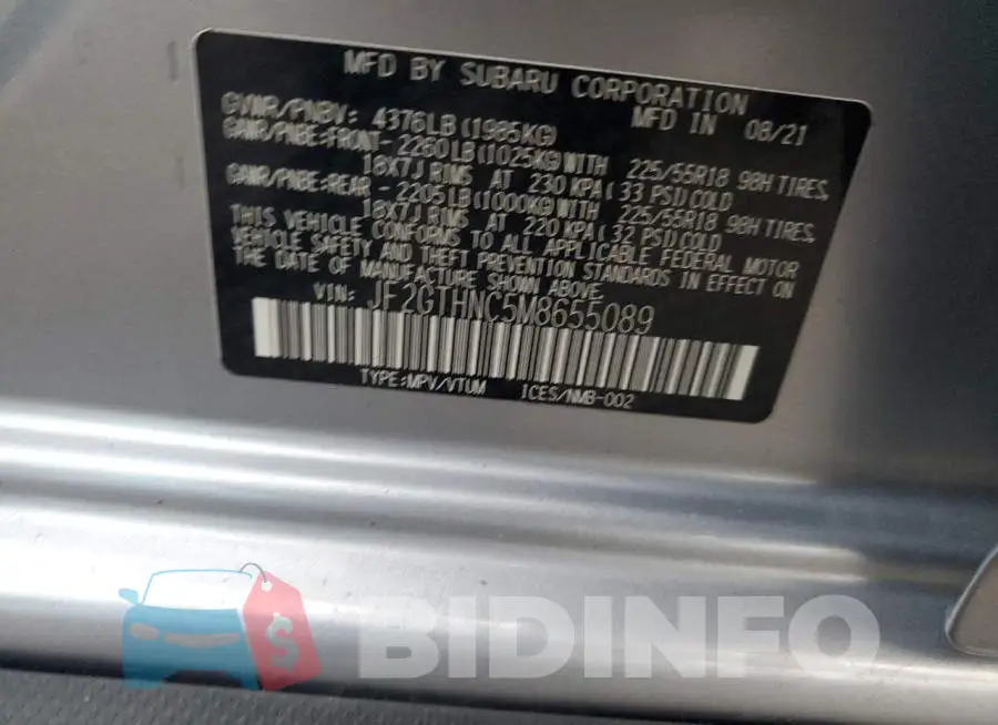 JF2GTHNC5M8655089 Photo# 13