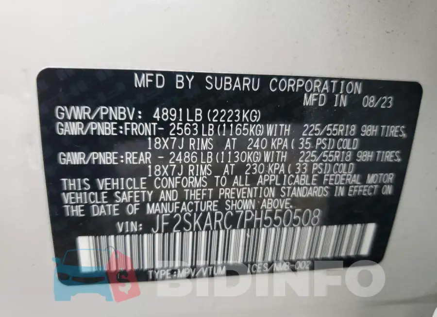 JF2SKARC7PH550508 Photo# 13