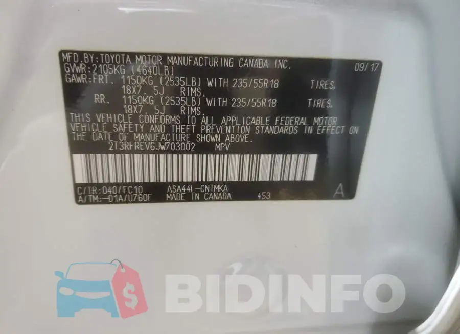 2T3RFREV6JW703002 Photo# 12
