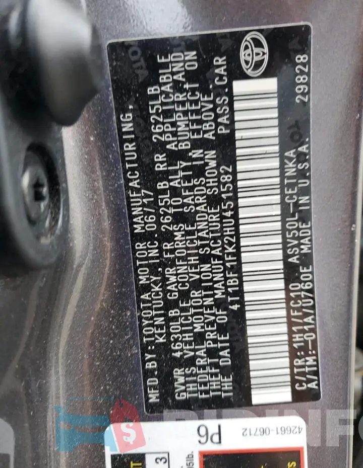 4T1BF1FK2HU451582 Photo# 12