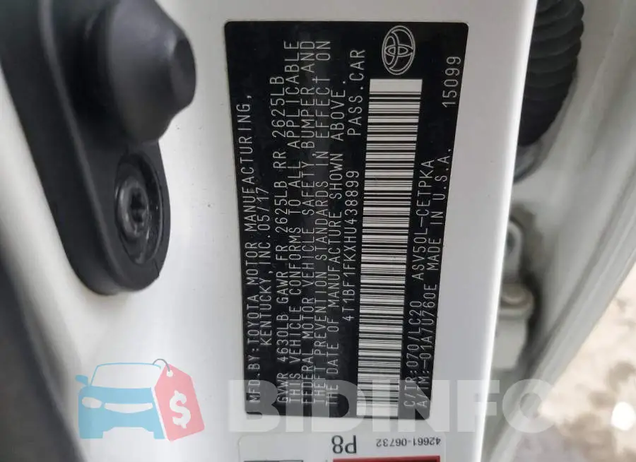 4T1BF1FKXHU438899 Photo# 12