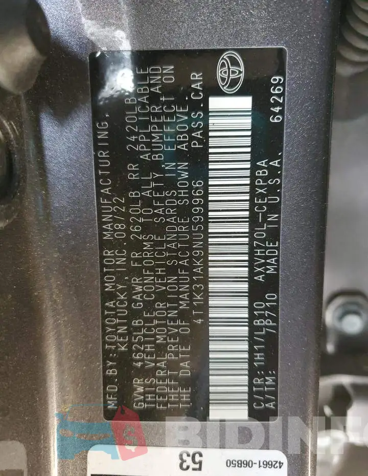 4T1K31AK9NU599966 Photo# 12