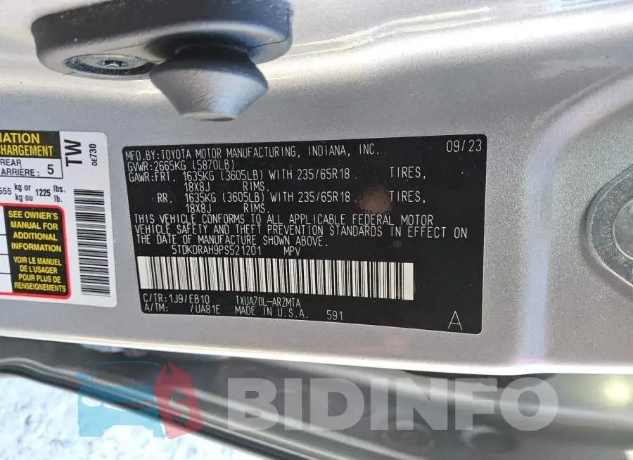 5TDKDRAH9PS521201 Photo# 13