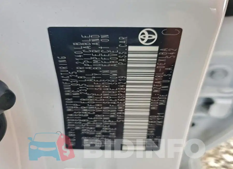 5YFB4MDE6SP284219 Photo# 12