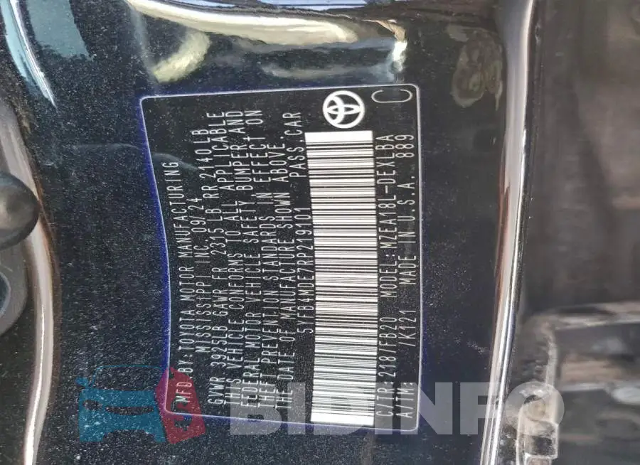 5YFB4MDE7RP219101 Photo# 12