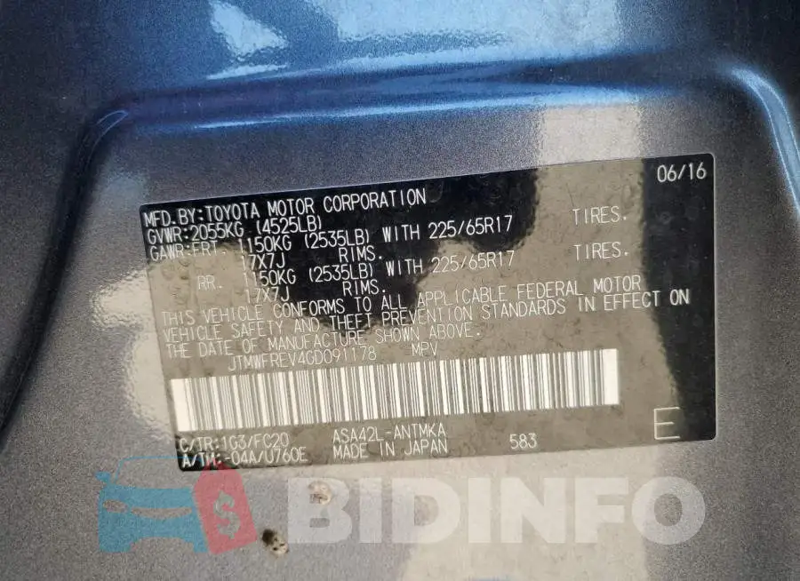 JTMWFREV4GD091178 Photo# 14