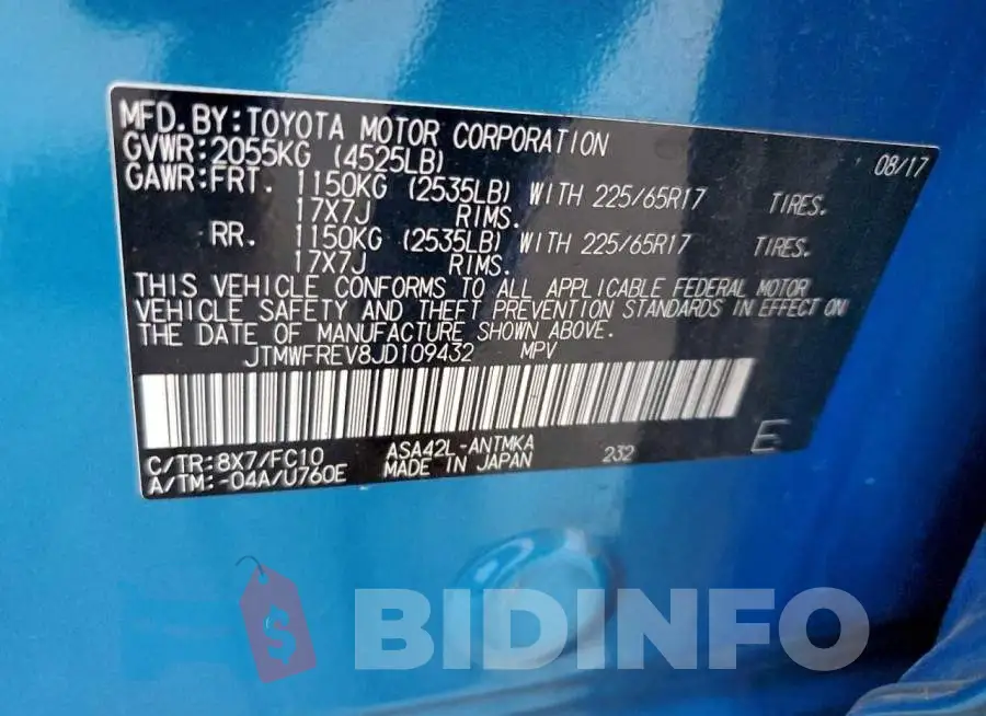 JTMWFREV8JD109432 Photo# 13
