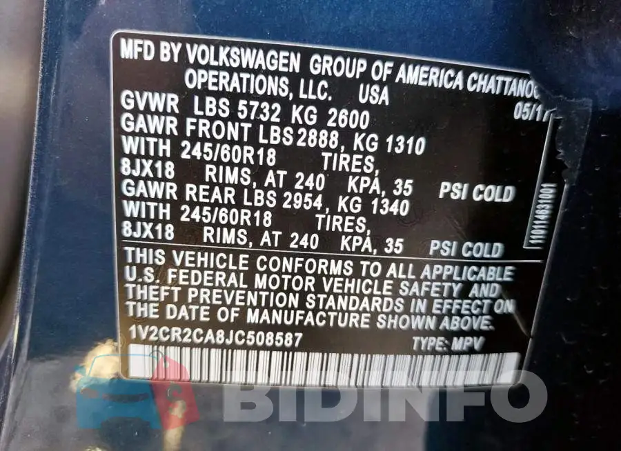 1V2CR2CA8JC508587 Photo# 14