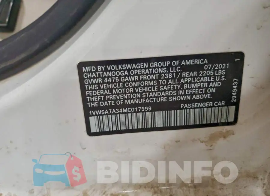 1VWSA7A34MC017599 Photo# 13