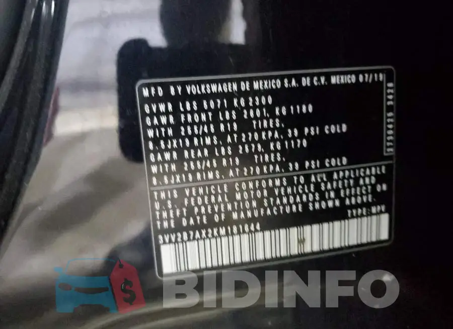 3VV2B7AX2KM181644 Photo# 12