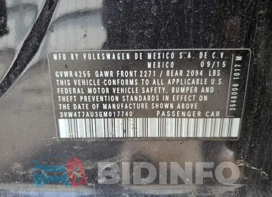 3VW4T7AU3GM017740 Photo# 12