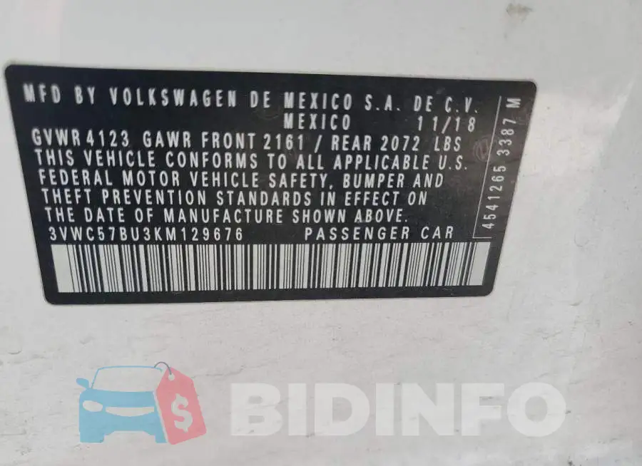 3VWC57BU3KM129676 Photo# 12
