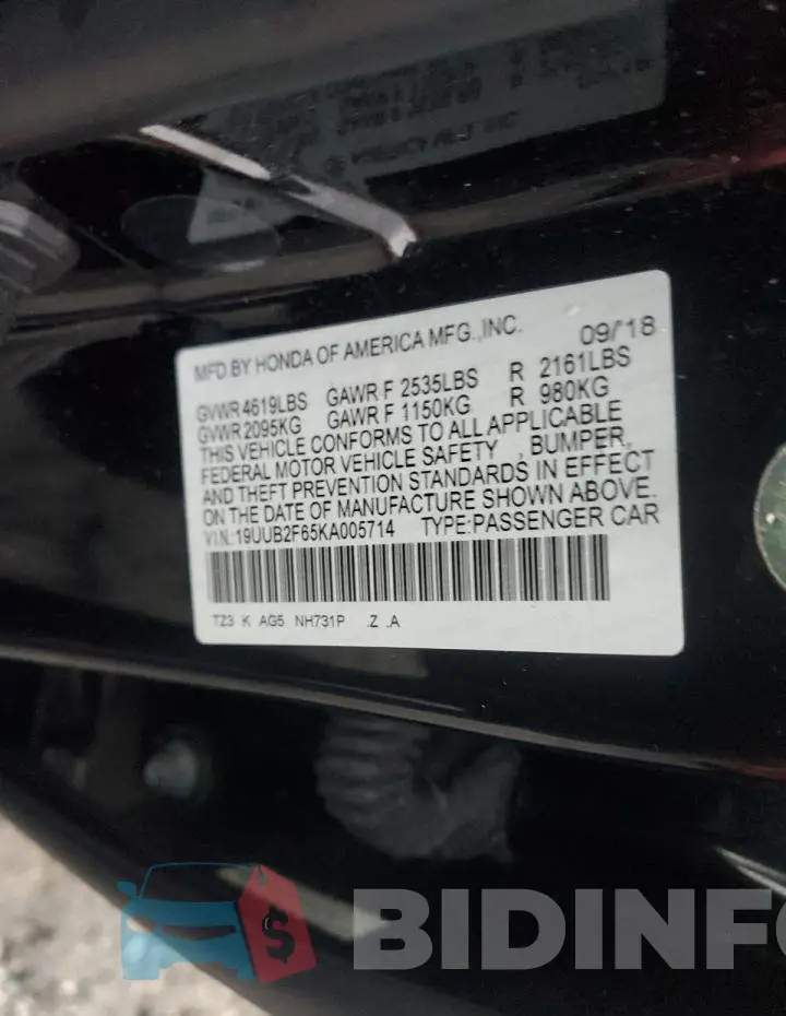 19UUB2F65KA005714 Photo# 12