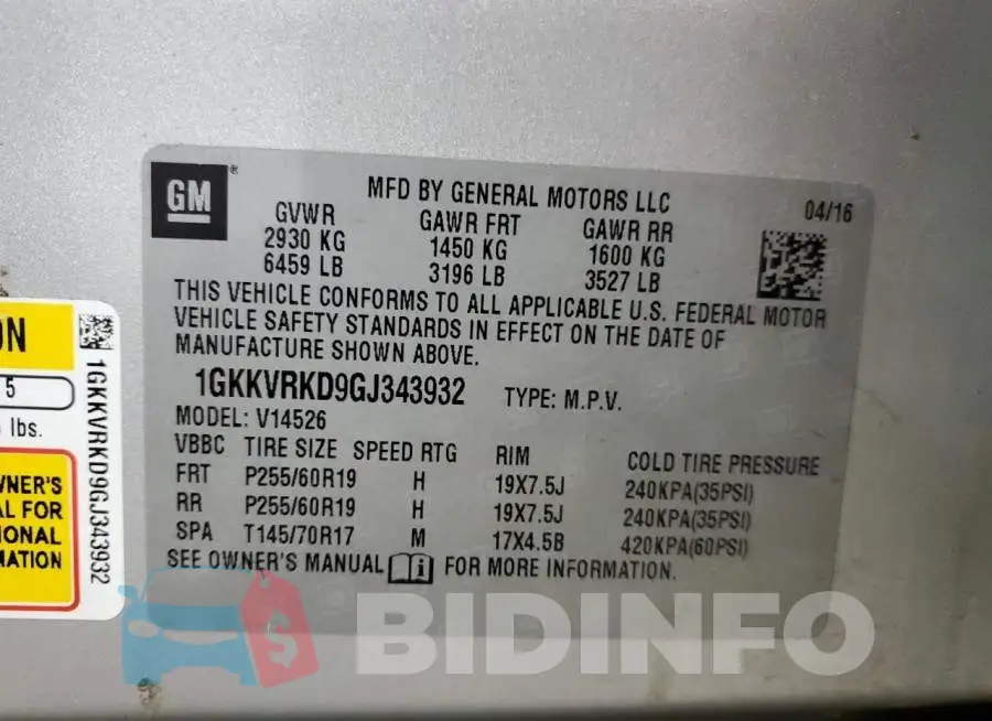 1GKKVRKD9GJ343932 Photo# 13