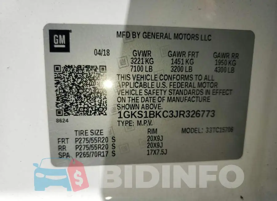 1GKS1BKC3JR326773 Photo# 13