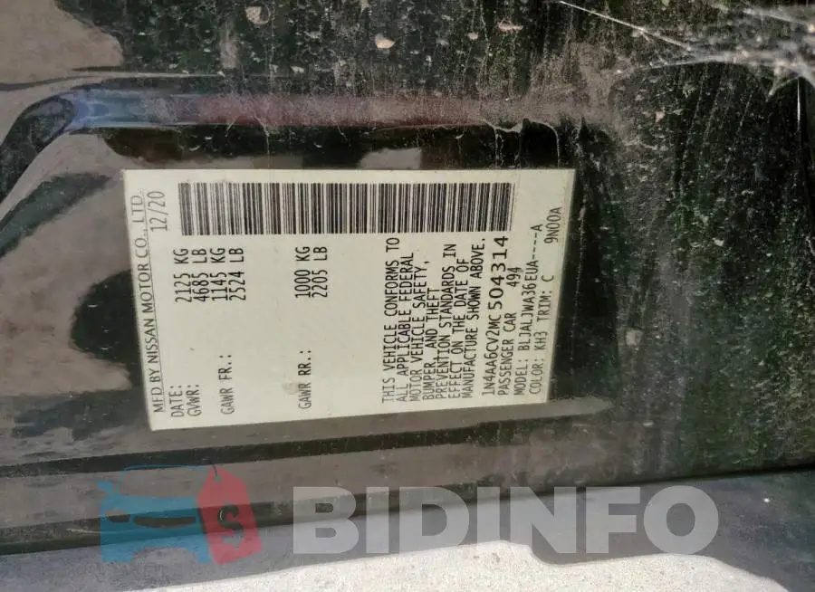 1N4AA6CV2MC504314 Photo# 13