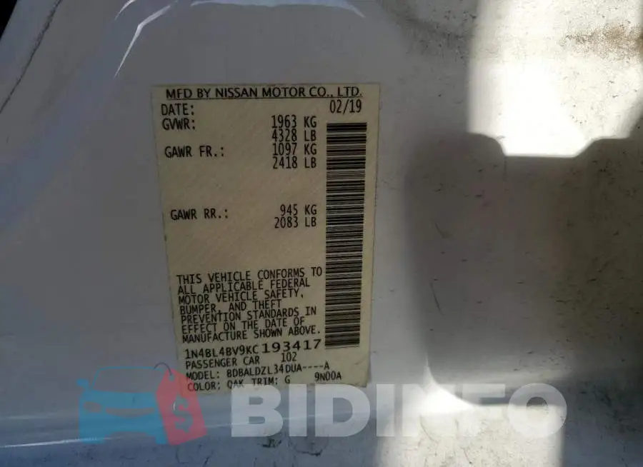 1N4BL4BV9KC193417 Photo# 13