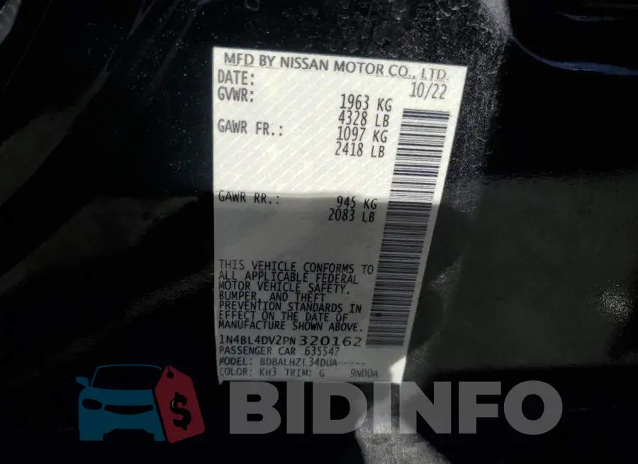 1N4BL4DV2PN320162 Photo# 12