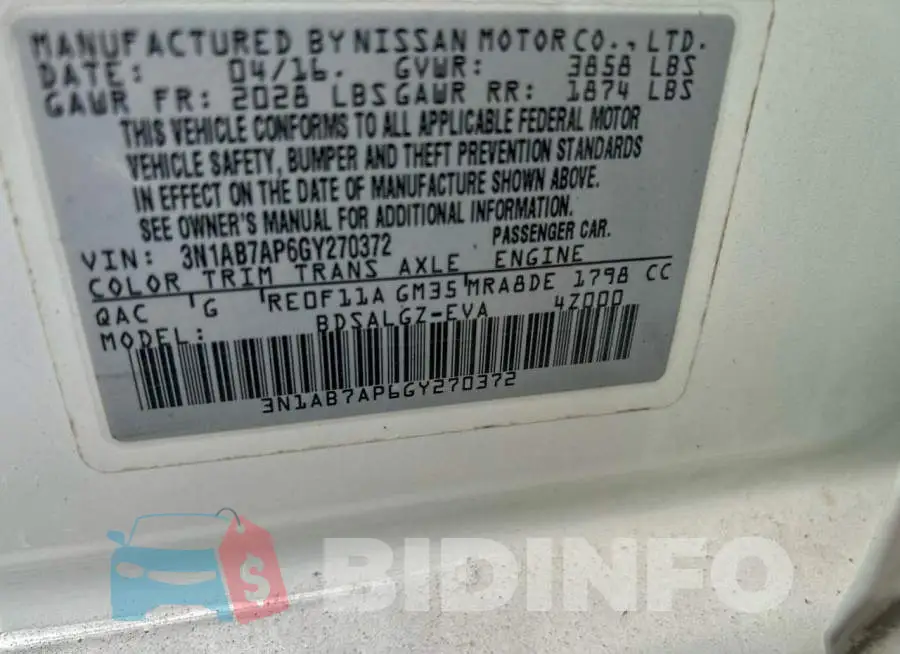 3N1AB7AP6GY270372 Photo# 10