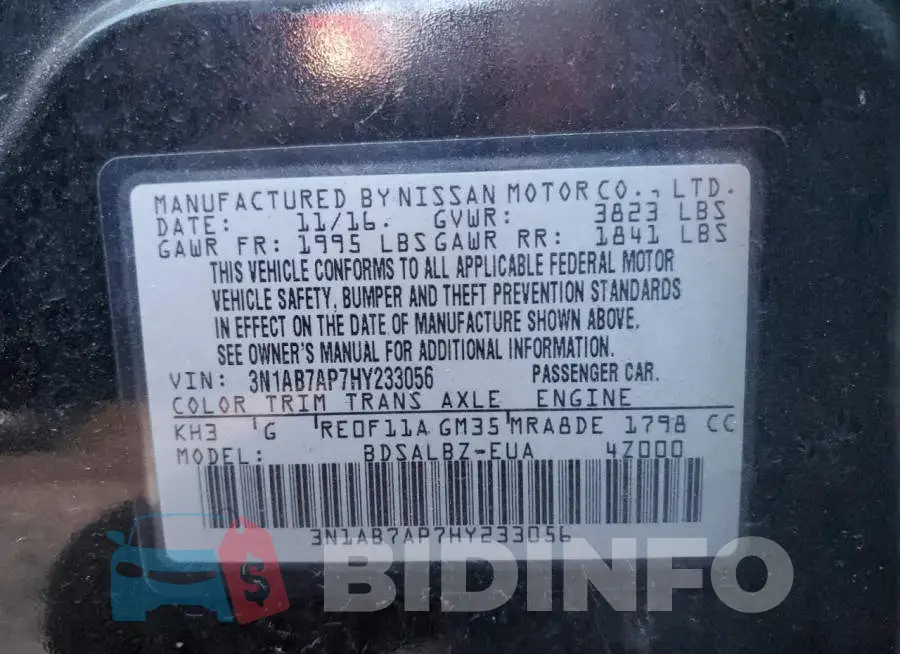 3N1AB7AP7HY233056 Photo# 12