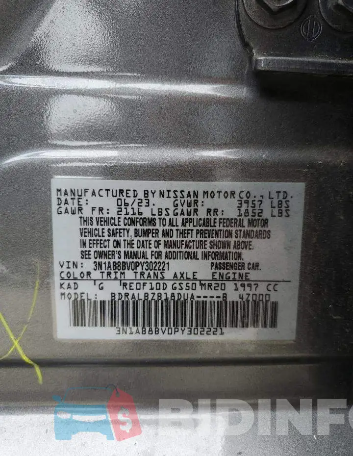 3N1AB8BV0PY302221 Photo# 12